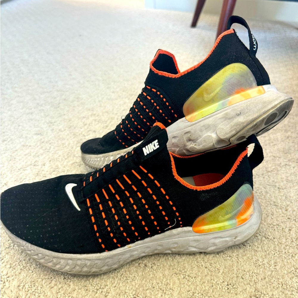 Nike Women’s React Phantom Run Flyknit 2 Running Shoes Black Multi Sz 9 US $145
